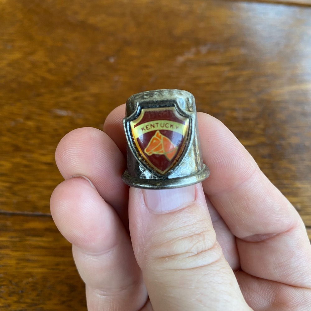 Vintage Souvenir Thimble Kentucky Horse Racing Equestrian‎ Collectible Japan